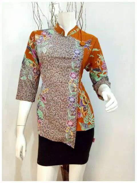 SIMIFASHION Blouse Wanita Etnik model Shanghai murah motif sapu ukuran M L XL XXL (jumbo)-6