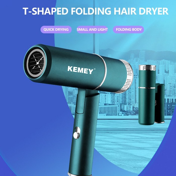 Kemei 9825 Original Kemey 9825 Alat Pengering Rambut Hair Dryer Travel 2 IN 1 Ringan Bisa di Lipat Angin Panas Dingin KM9825