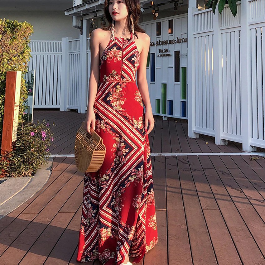 beach dress red