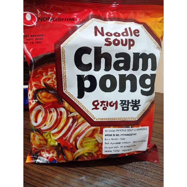 

MIE NONG SHIM NOODLE SOUP CHAM PONG, MIE KOREA MIE IMPORT 124G
