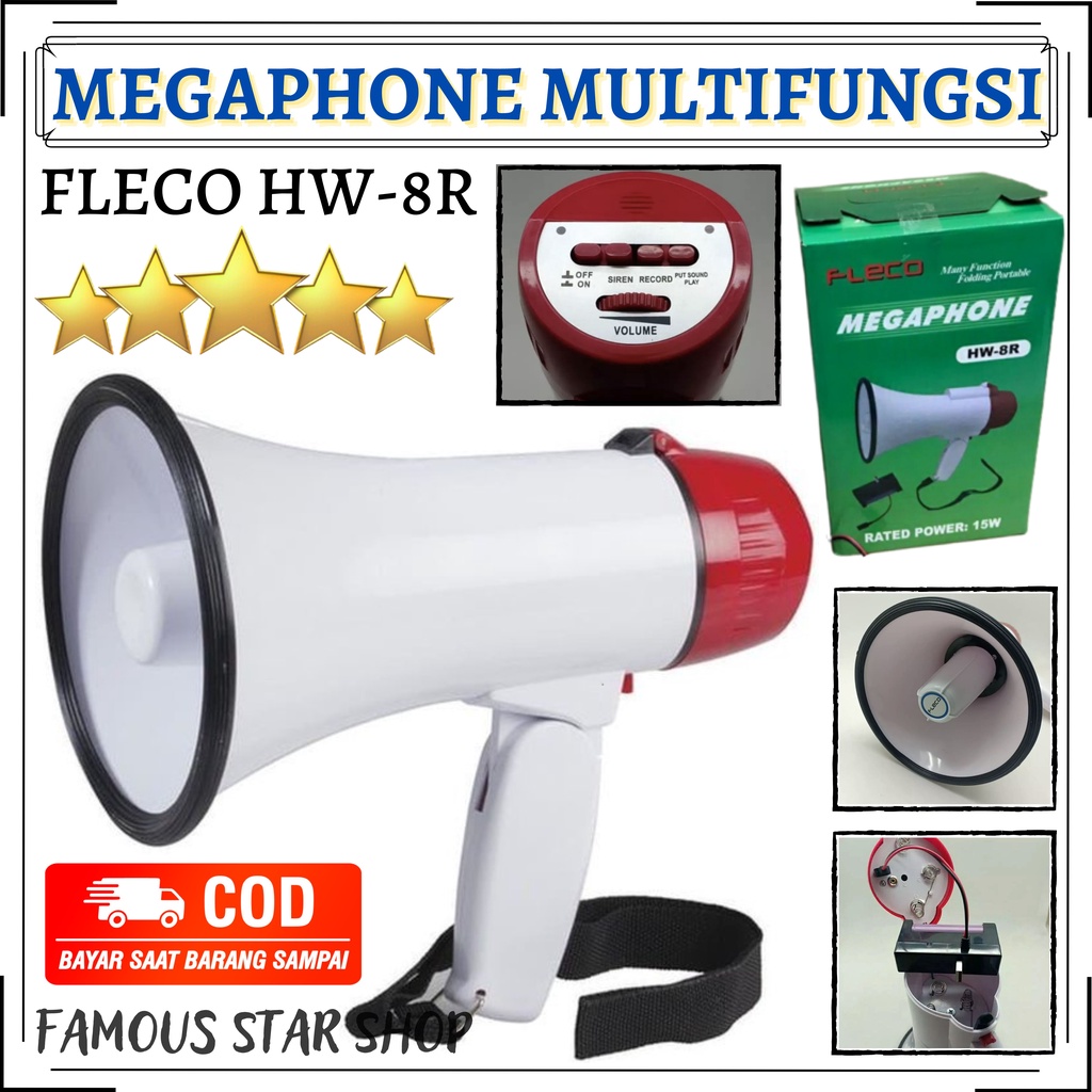 NEW Megaphone Toa Kecil Fleco Multifungsi HW-8R - Toa Fleco - Toa Murah -Bayar Ditempat | FMS