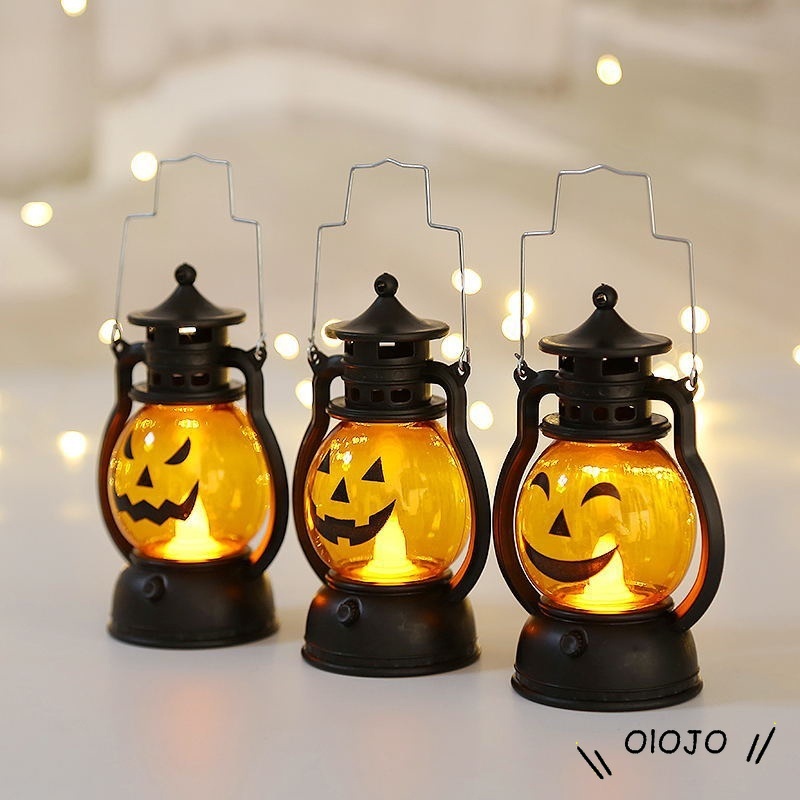 Halloween Labu Lentera Led Lampu Minyak Dekorasi Kreatif Horor Suasana Tata Letak Portabel Alat Peraga - ol