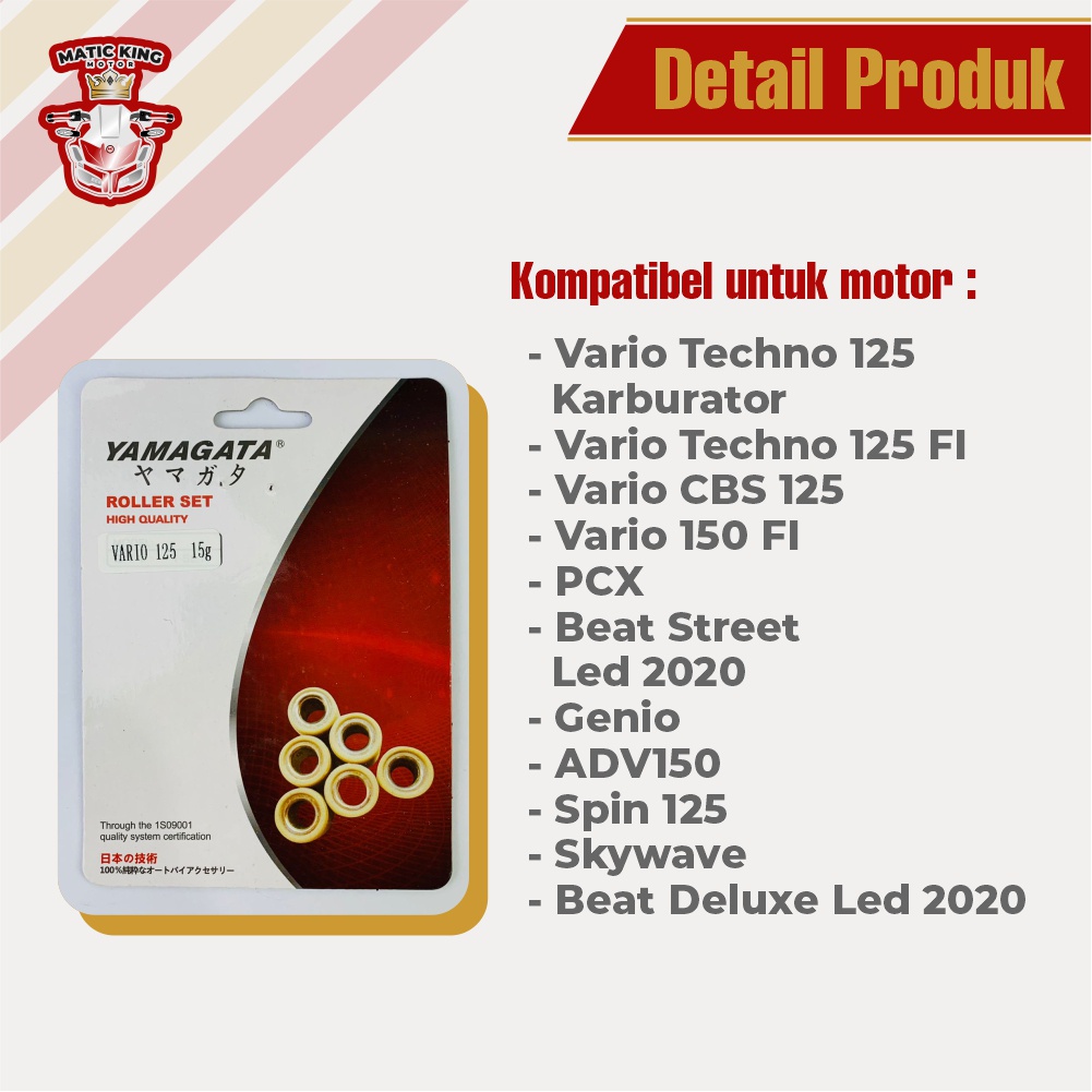 Roller vario 150 125 ESP PCX ADV Beat Genio 2020 Scoopy 2021 Racing Yamagata jual satuan(1 pc)