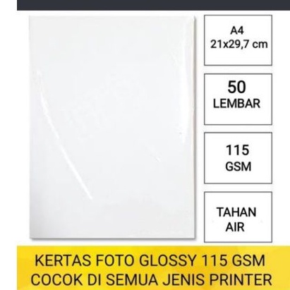 

kertas foto 115 GSM A4 isi 50 lembar/photo paper 115 gram SINGLE SIDE