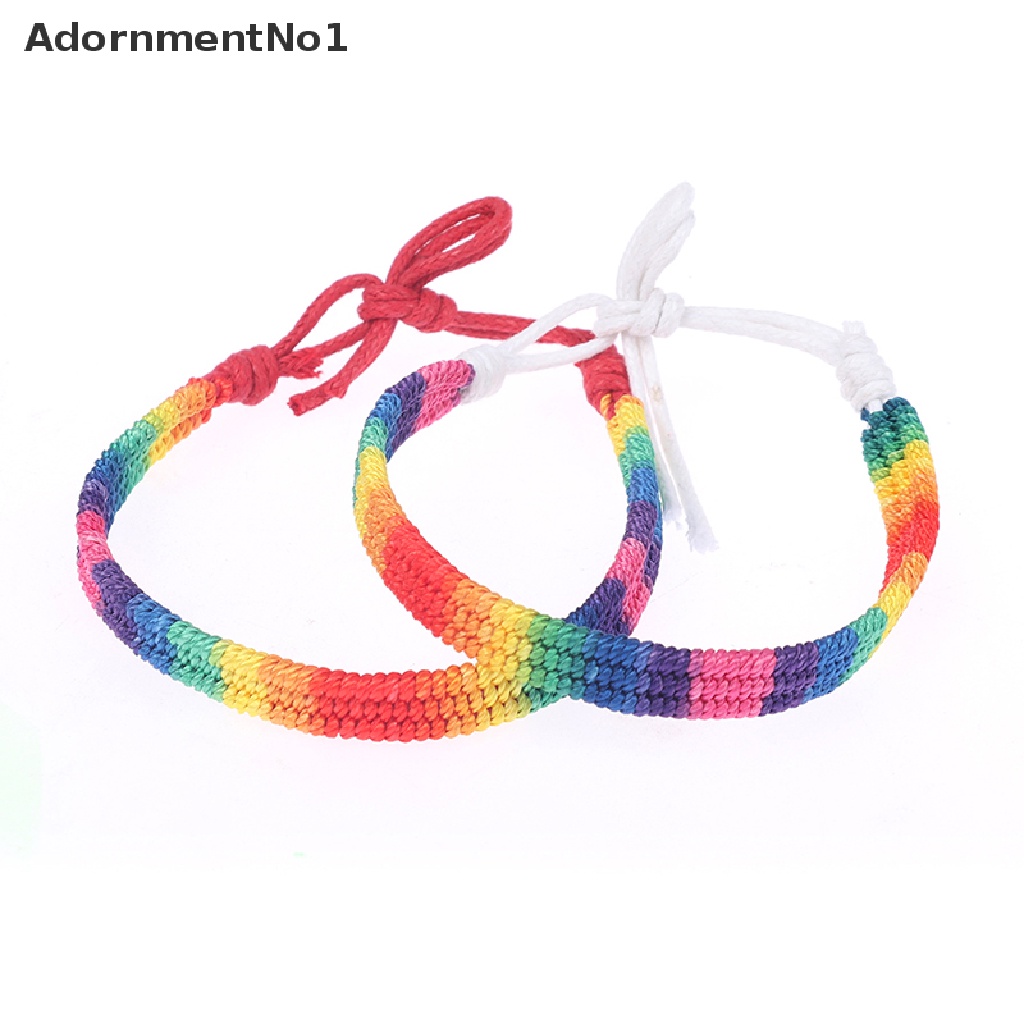 (AdornmentNo1) Lgbt Gelang Tali Anyam Handmade Warna Pelangi Untuk Pasangan / Pria / Wanita