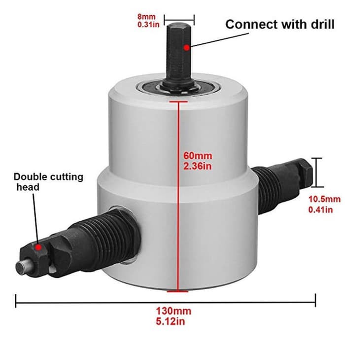 Nibble Nibbler Cutter Adapter Alat Potong Plat pelat Metal Doubel Head