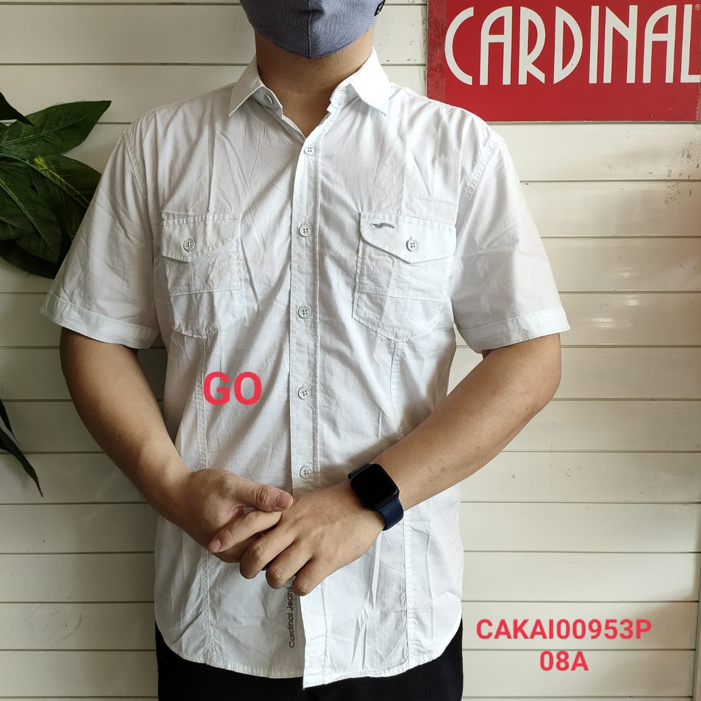gos CARDINAL KEMEJA JUMBO PUTIH Pakaian Pria Hem Reguler Kemeja Jumbo Extra Mama Size Lengan Pendek