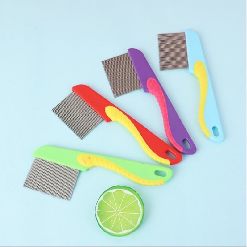 Sisir Serit Sisir Kutu Rapat Ajaib Pembasmi Ketombe Telur Kutu Logam Besi Pendek Stainless Comb
