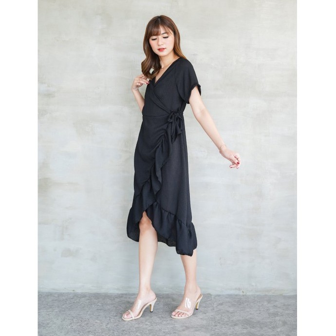 Kimono Crinkle Dress Casual Dres Wanita