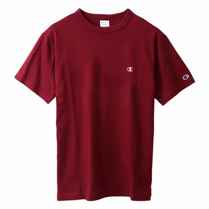 KAOS TSHIRT CHAMPION TEE BASIC LOGO JAPAN MARKET ORIGINAL - MAROON