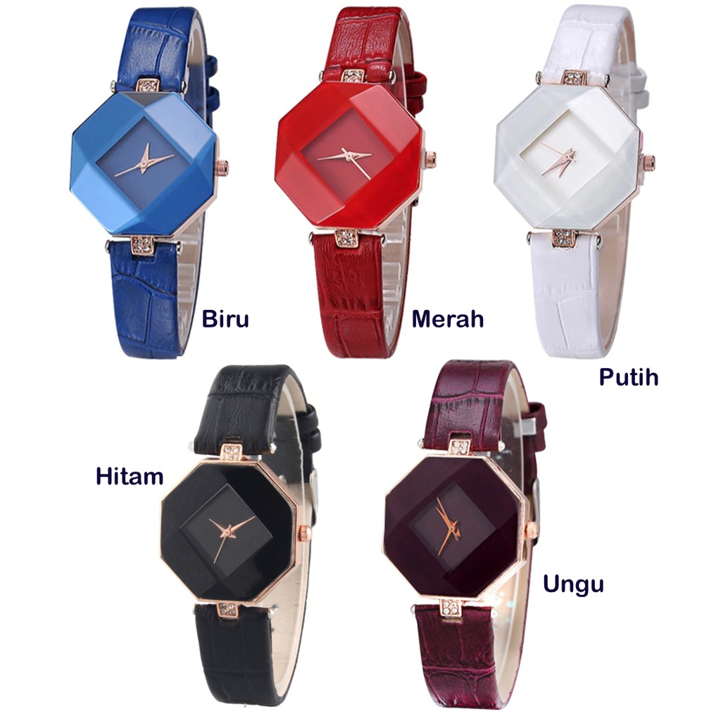 Geneva Fashion Strap Leather Jam Tangan Wanita ( Group ) - Diamond