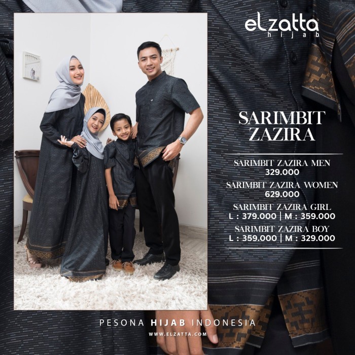 PREMIUM SARIMBIT KELUARGA ELZATTA HIJAB ORI SARIMBIT ZAZIRA GAMIS DEWASA