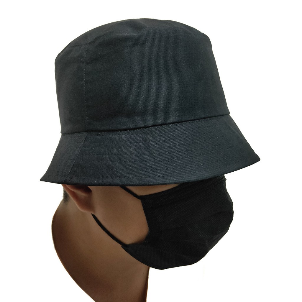Topi set masker fashion kpop korea bucket kupluk baseball Hitam