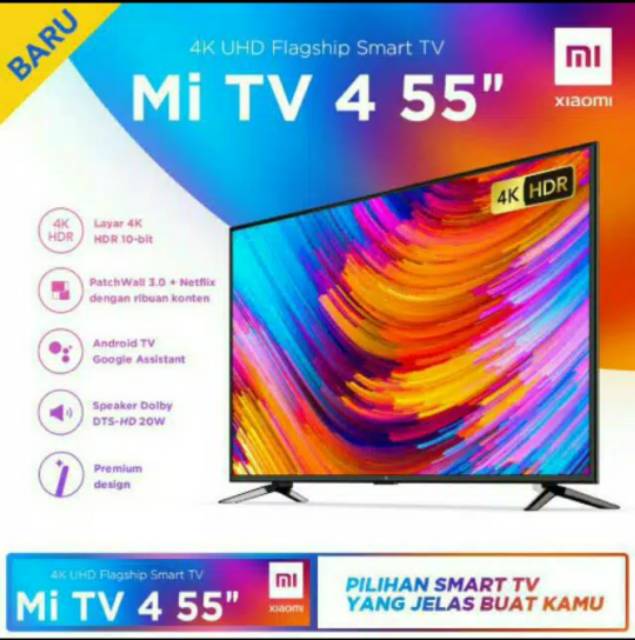 Smart Tv Xiaomi Mi Tv 4k 55 Inch Bisa Netflix Youtube Bluetooth Shopee Indonesia