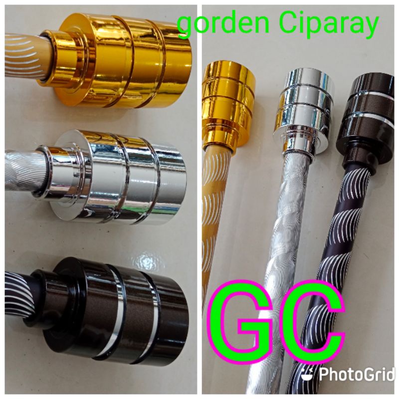 Besi Gorden Minimalis Rollet korden Batang hordeng Penyangga Tiang gorden Batang Ukir Silver ,Hitam 