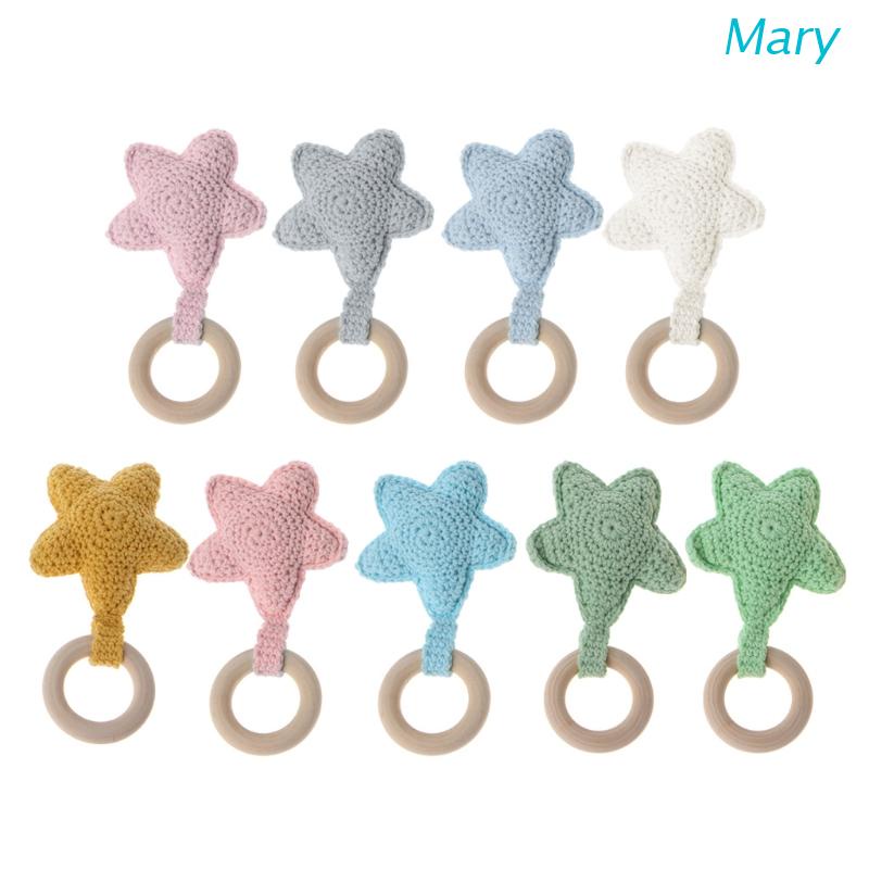 Mary Mainan Teether Bentuk Bintang Bahan Kayu Untuk Bayi