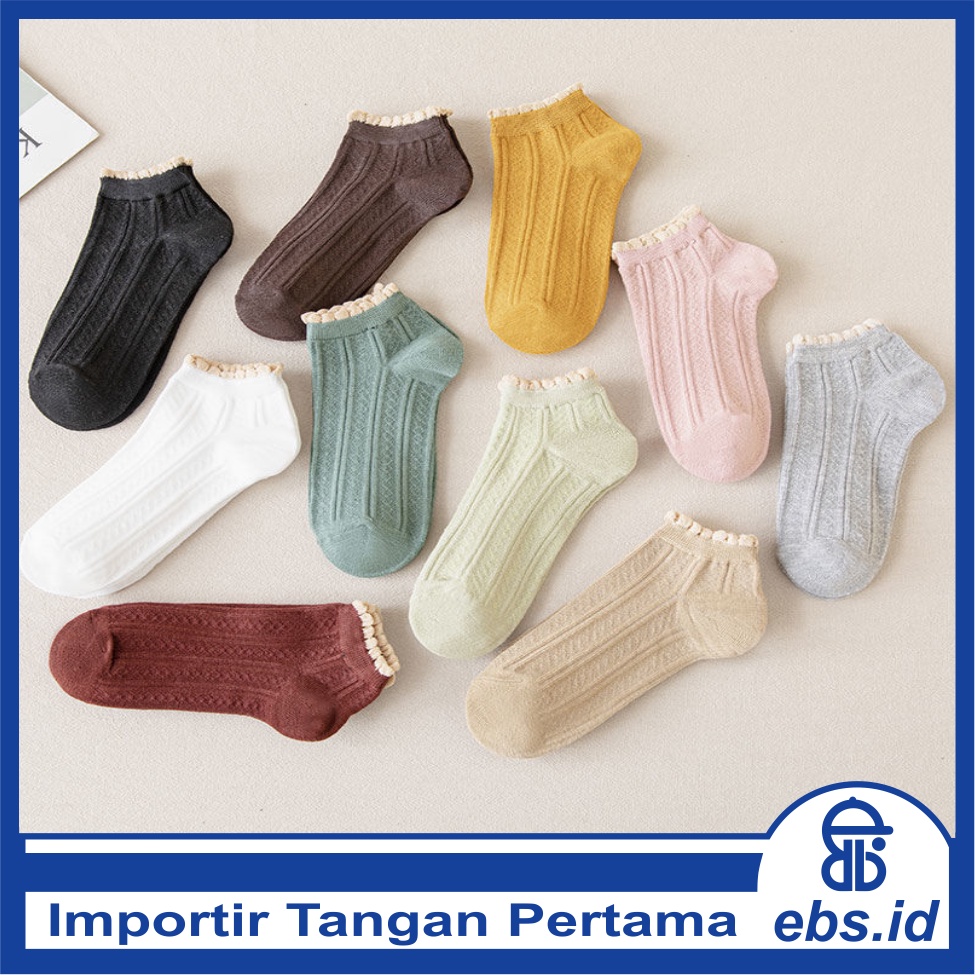 𝗘𝗕𝗦 ✅ KK008 Kaos Kaki (Tanpa Kemasan) Wanita Tipis Pendek Semata Kaki Renda Fashion Korea Women Sock Import Murah