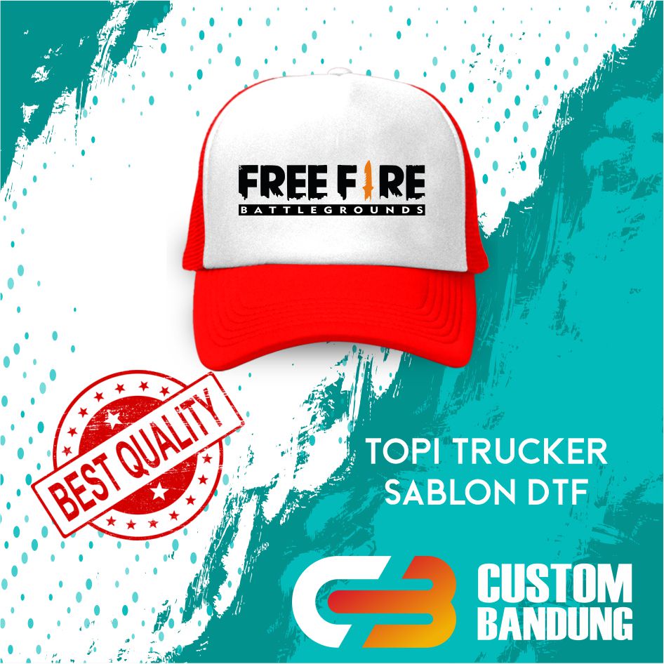 Topi Trucker FREEFIRE  Pria Wanita Topi Jaring Aura Jala Trucker Cap Bisa Tulis Nama Bisa COD Original High Premium Quality