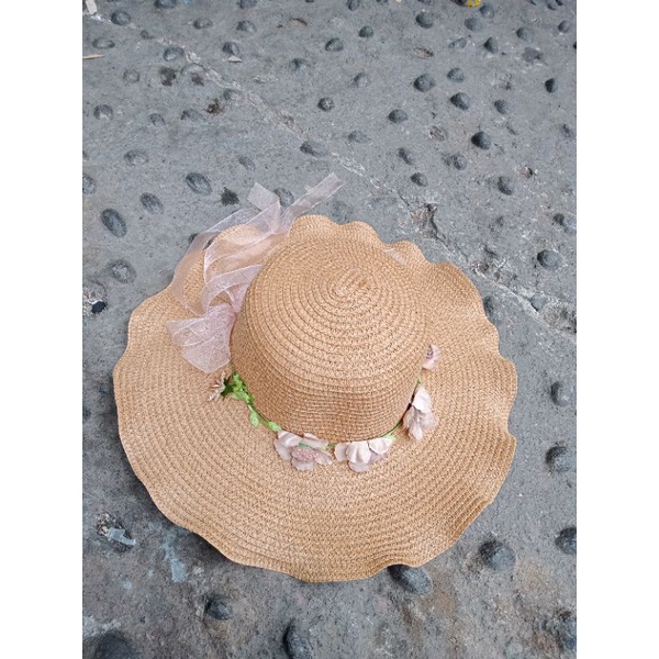 COD Topi Rajut Topi Pantai Motif Bunga Topi Rajut Lidi Fariasi Bunga