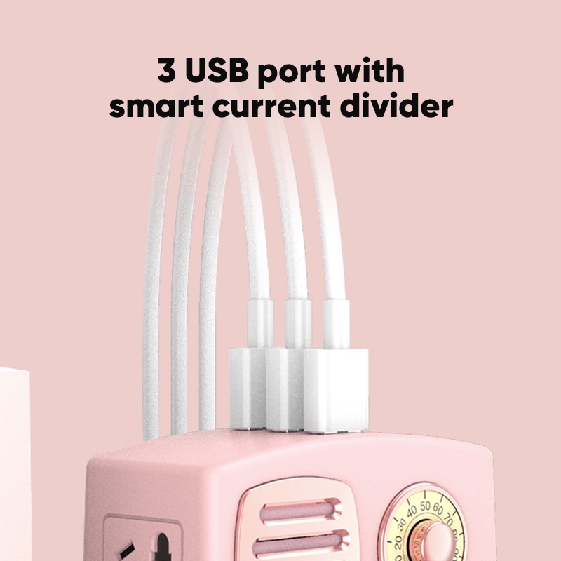 Bepop 2.5M Stop Kontak Colokan Listrik Smart Power Strip 3 USB Ports Classic