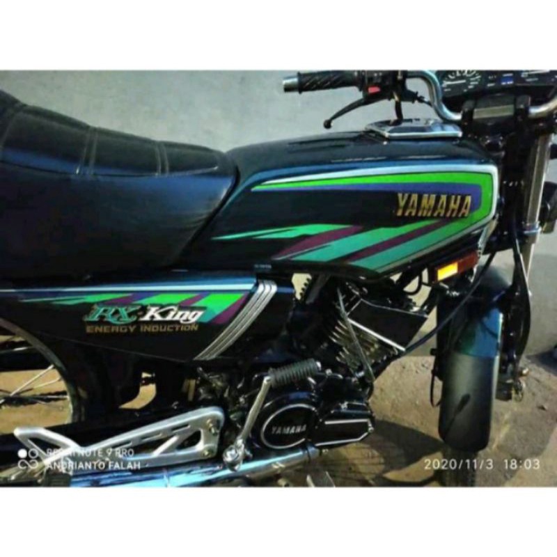 Striping stiker Lis RX king tahun 1997-1998 Hijau Set Emblem tangki dan box aki