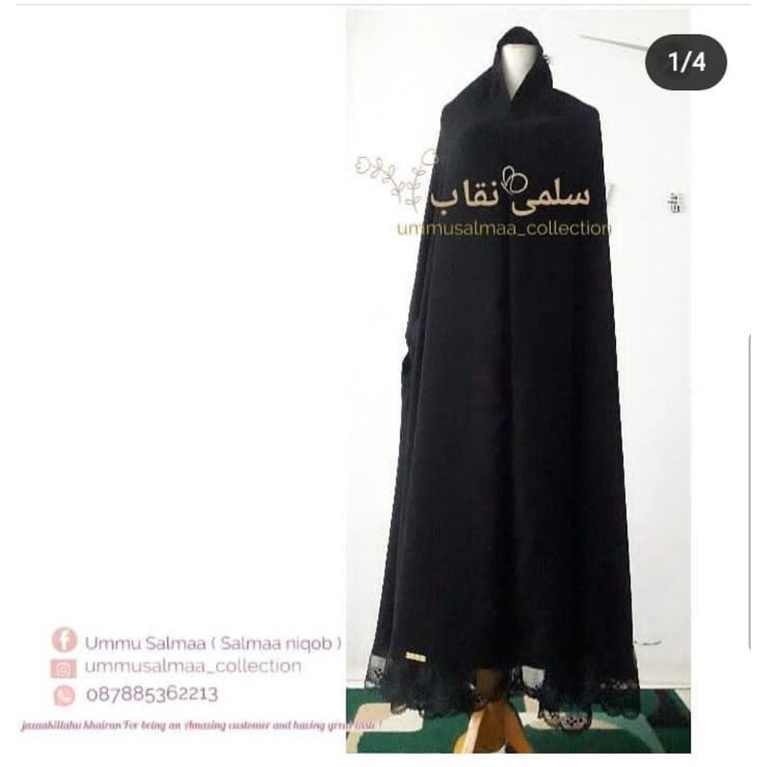 Khimar Renda Tile Hitam Jetblack Armhole Jilbab Jetblack Jumbo Armhole