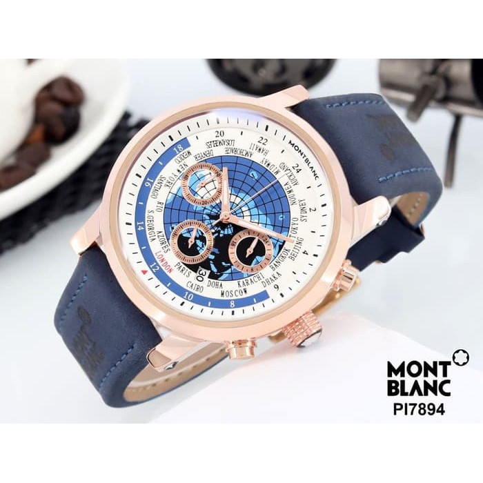 Jam Tangan Pria Montblanc Chrono On 02 Leather Blue