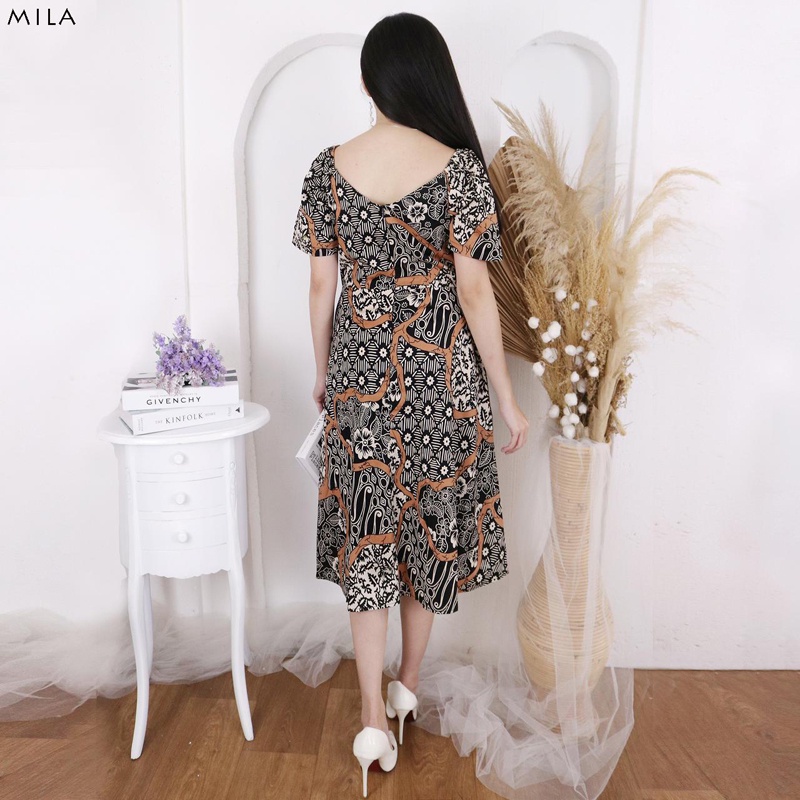 MEIVI DRESS STANDAR &amp; JUMBO - Dress Batik Wanita Terusan Wanita/ MILA