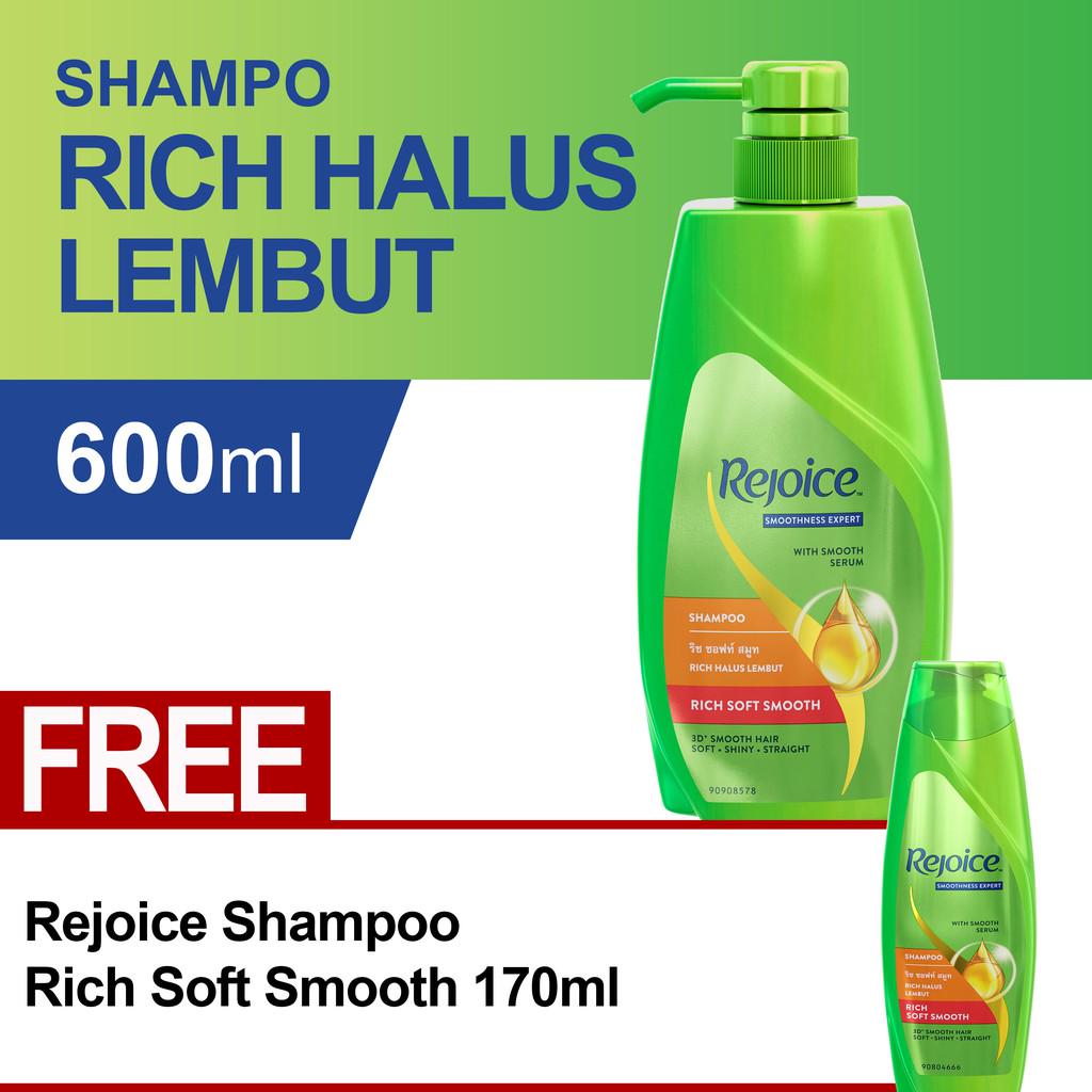 Rejoice Shampoo Rich Halus Lembut 600 ml + FREE Shampoo Rich Halus Lembut 170 ml