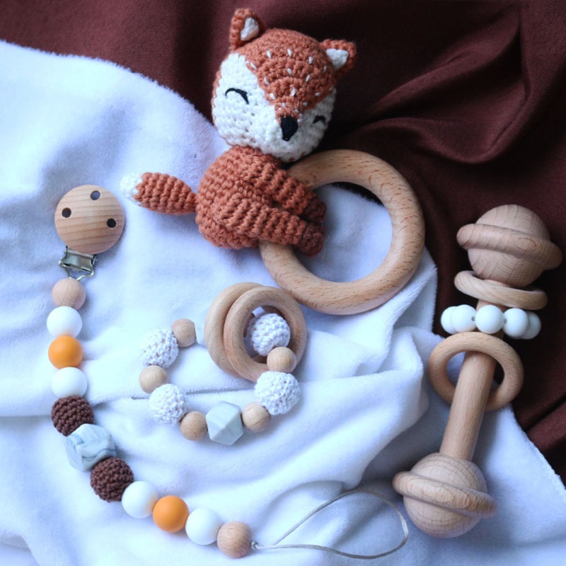 Mary Mainan Teether Bayi DIY Bentuk Kartun Hewan Bahan Kayu