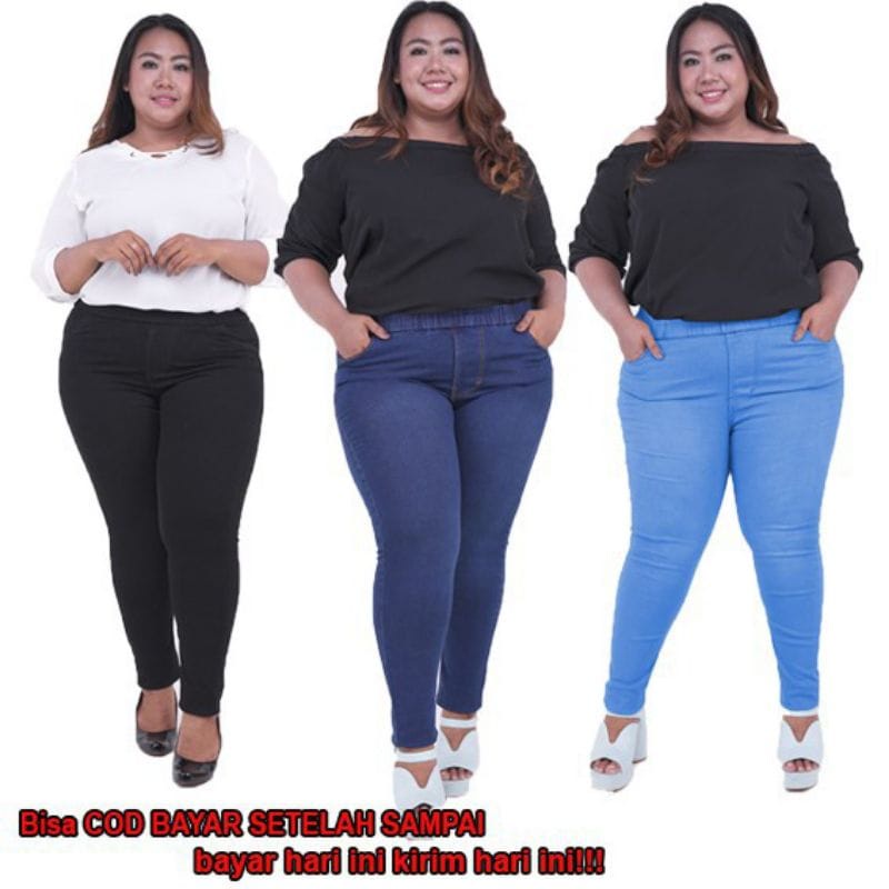 BIG SIZE SUPER JUMBO CELANA PANJANG WANITA KARET MELAR