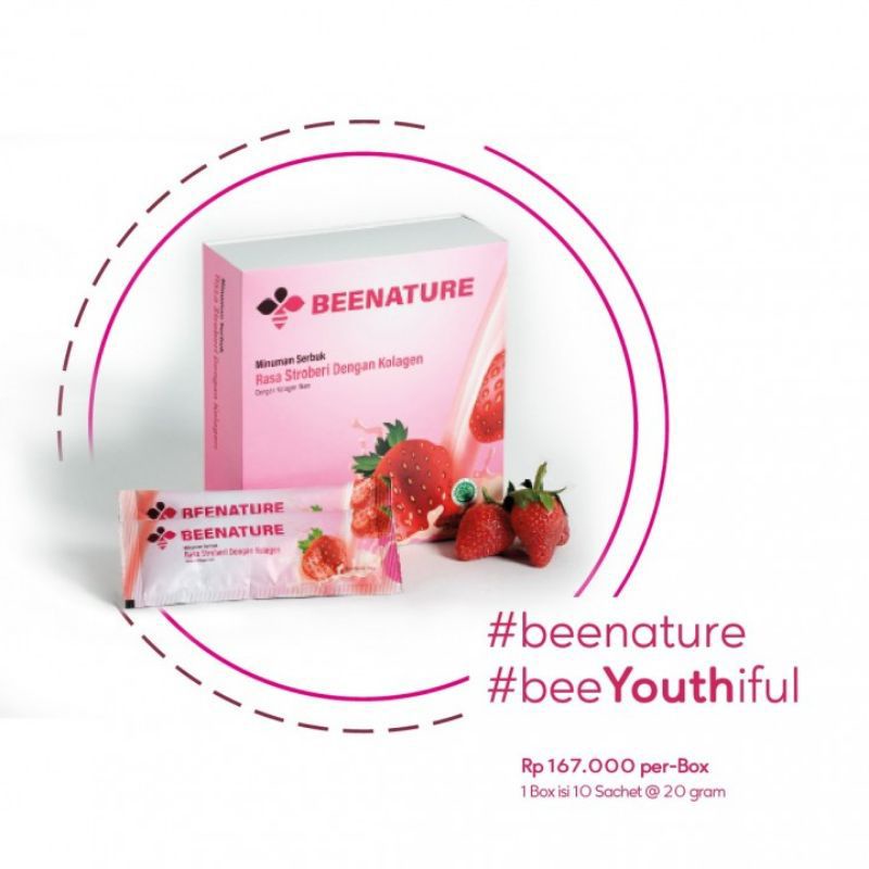 Beenature minuman serbuk stoberi dengan kolagen