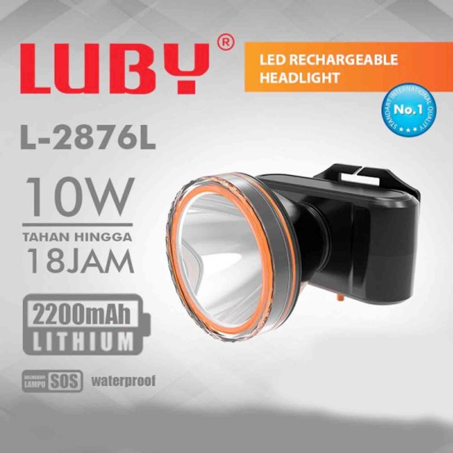 Senter Kepala/Headlamp Luby L-2876L 10WattTahan Hingga 18 Jam Kualitas Terbaik