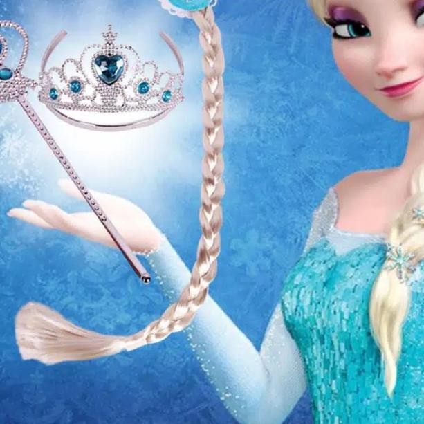 ➸ Princess Anna Elsa Frozen Dress Costume | Baju Kostum Putri Anak - 1 Mahkota Pink ♡