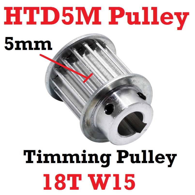 [HAEBOT] HTD5M Pulley Timing 18T W15 Bore 12.7 14 Puley Pully CNC Lebar 15mm 3D Printer Aluminium Pitch 5mm Aktuator Slider Router Mekanik 18 Teeth Gigi