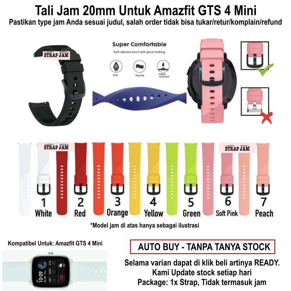 RTS Strap Amazfit GTS 4 Mini - Tali Jam Tangan 20mm Rubber Silikon