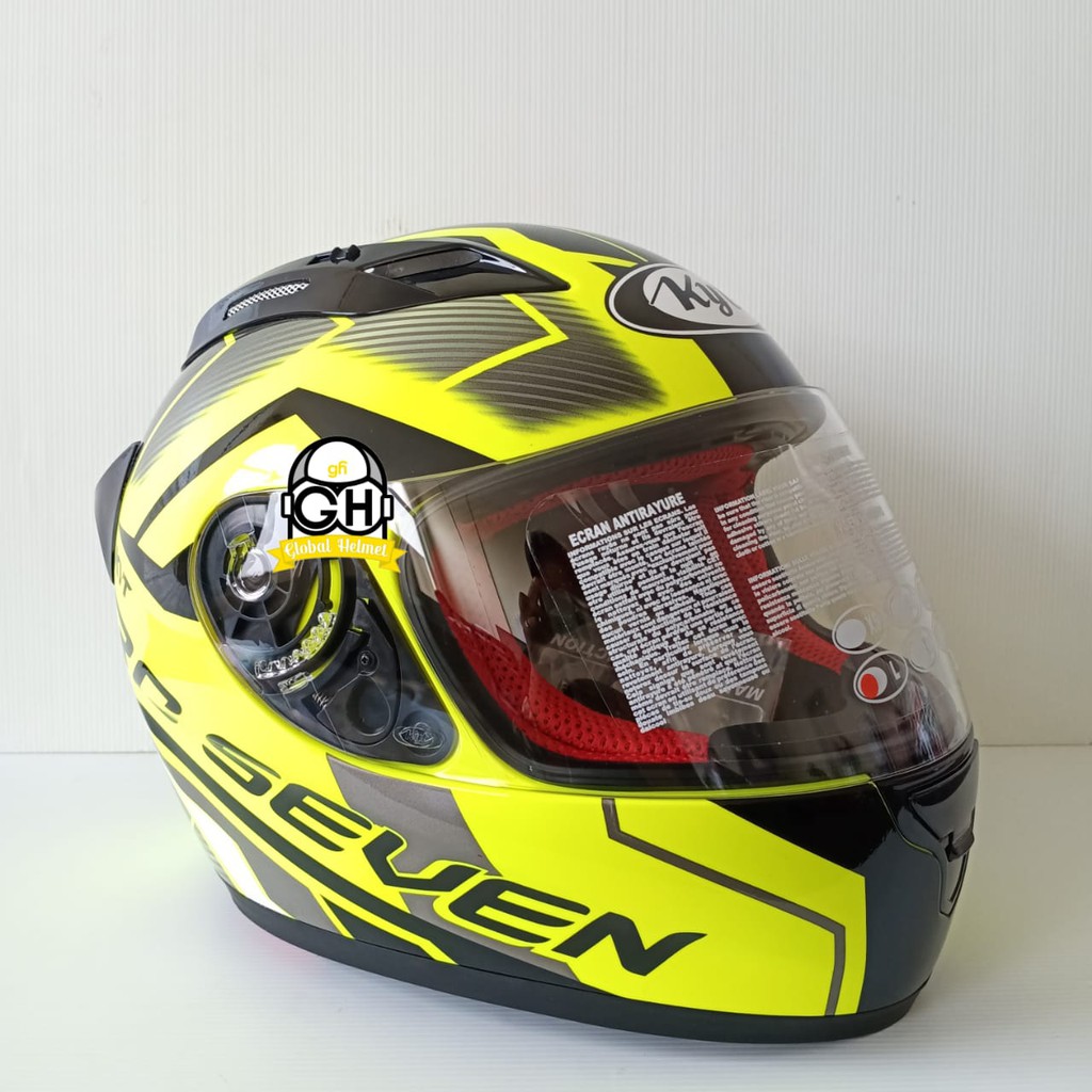 HELM FULL FACE KYT RC7 RC-7 RC SEVEN MOTIF #18 YELLOW FLO BLACK