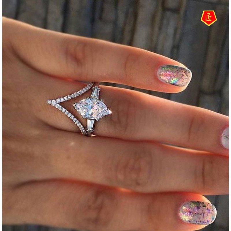 [Ready Stock]Creative Personality Diamond Ring Set Female All-Match