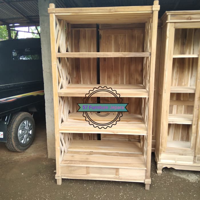 Rak Buku Minimalis Kayu Jati - Lemari Rak Buku Jati Mebel Jepara