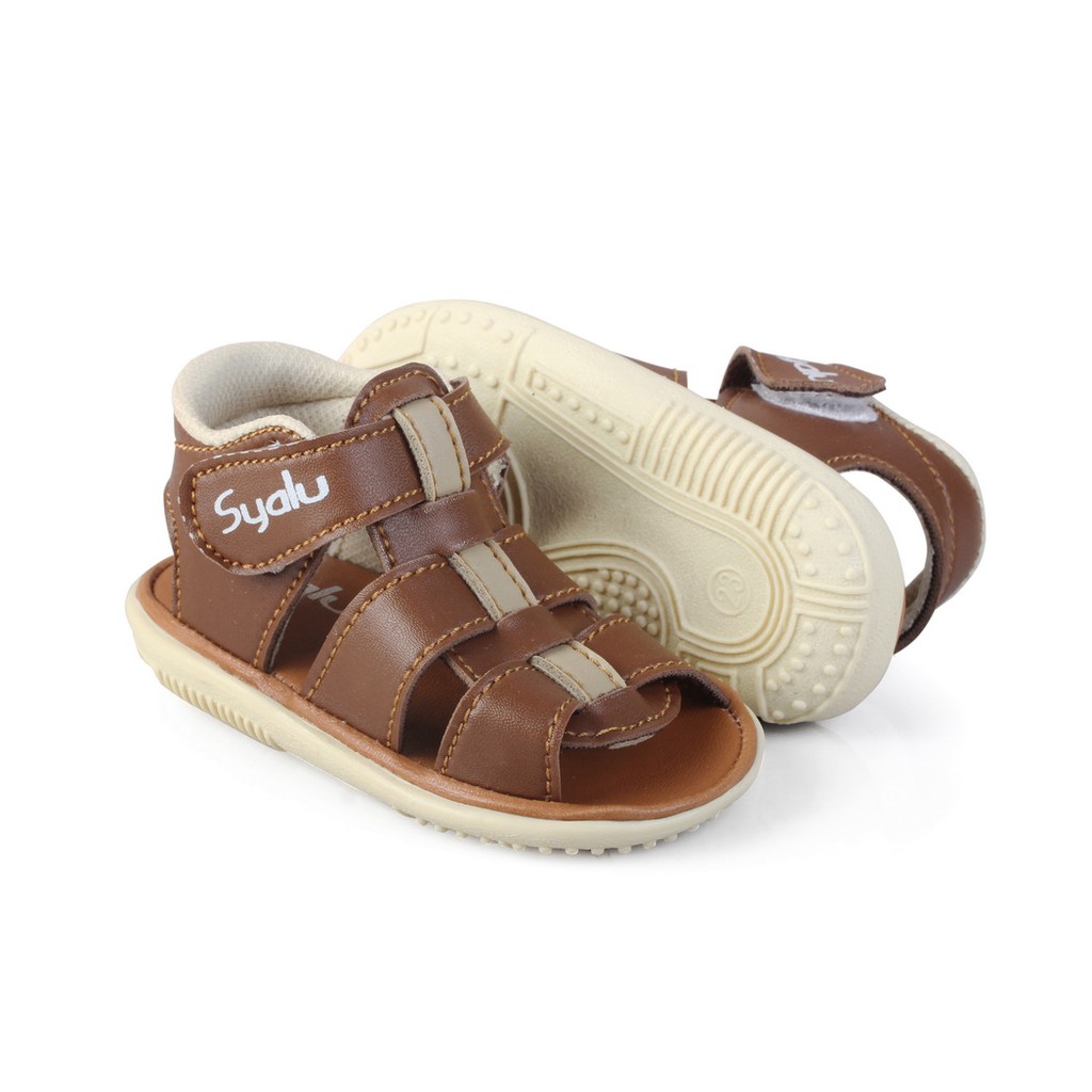 sandal anak cowok usia 1 2 tahun bunyi toet SL16 BROWN