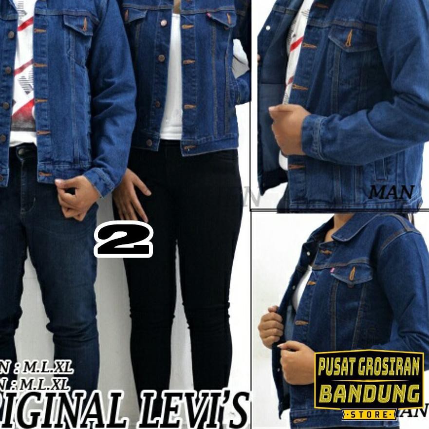 ([FLASH SALE]) Jaket Jeans Levis Couple Biru Langit, Hitam, Garmen, Biowash | Jaket Pasangan Pria Wa