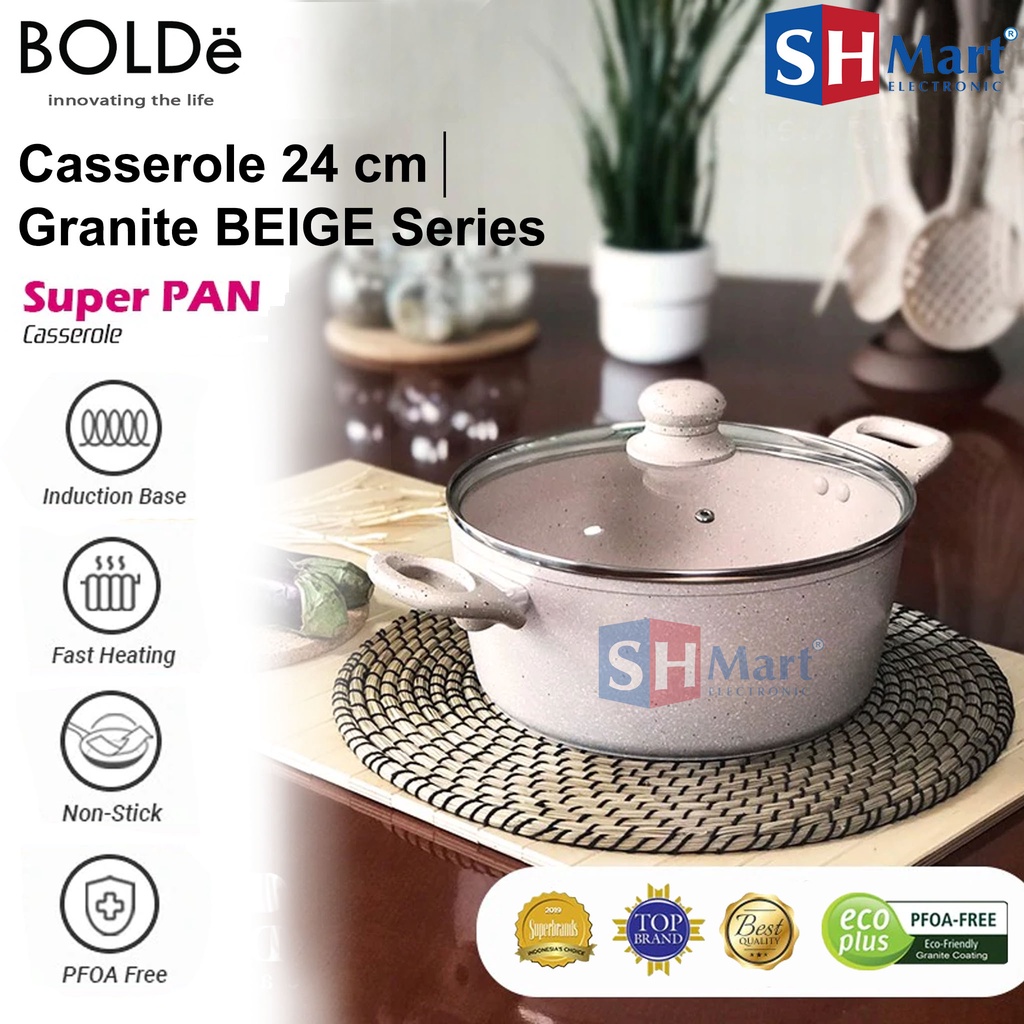 BOLDE SUPER PAN 24 CM CASSEROLE POT ANTI LENGKET GRANITE BEIGE SERIES ORIGINAL