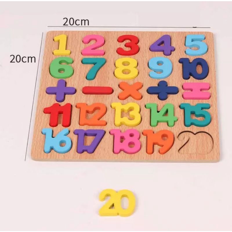 Puzzle 3D Huruf ABC Angka Numbers dan Bentuk Mainan Kayu Anak Belajar Mainan Edukasi