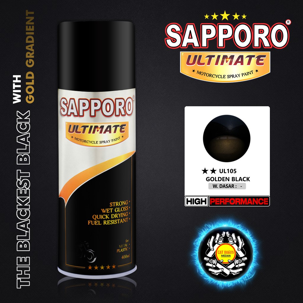 SAPPORO ULTIMATE UL105 GOLDEN BLACK CAT SEMPROT 400 ML UL 105 HITAM LEMBAYUNG EMAS PEARL MUTIARA HIT