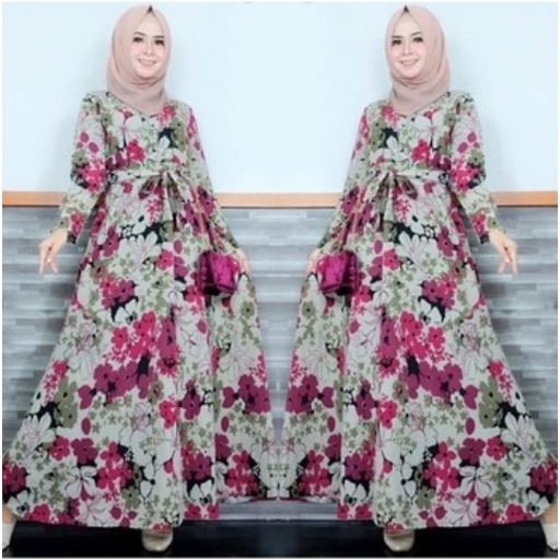 Baju Gamis Lebaran Motif Asli Wanita Remaja Terbaru 2022 Model Gamis Maxy Kekinian Trendy Edisi Rama