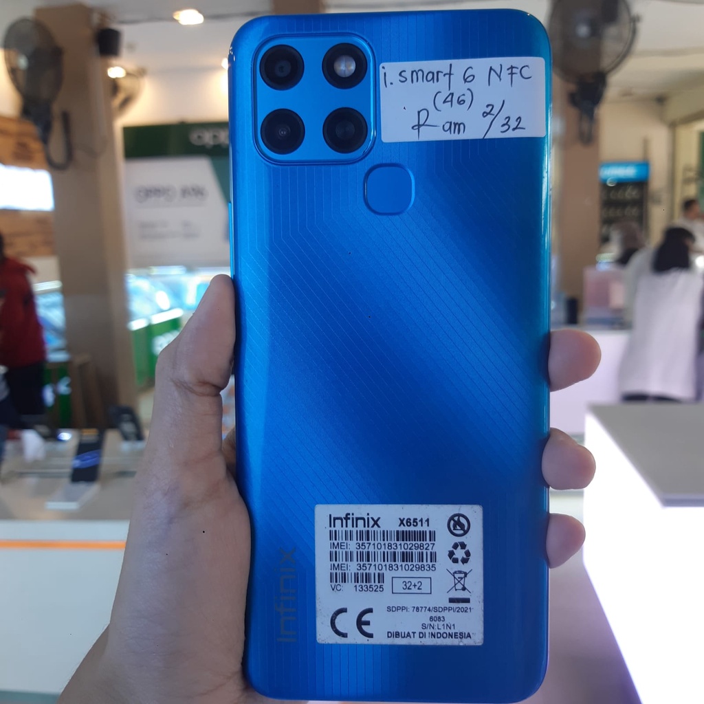 Infinix Smart 6 NFC (4G) 2/32gb fullset - Hp Second Bekas