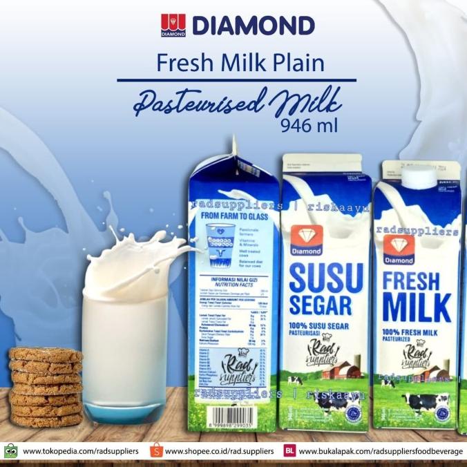 

BISA COD Diamond Fresh Milk Plain 1liter, Diamond Susu Pasteurisasi Plain 1ltr