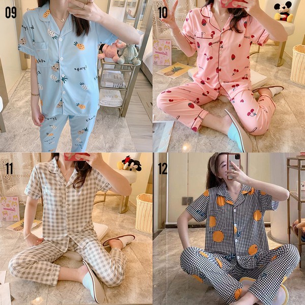 Setelan Piyama Baju Tidur Kerah Wanita Korean Style T717