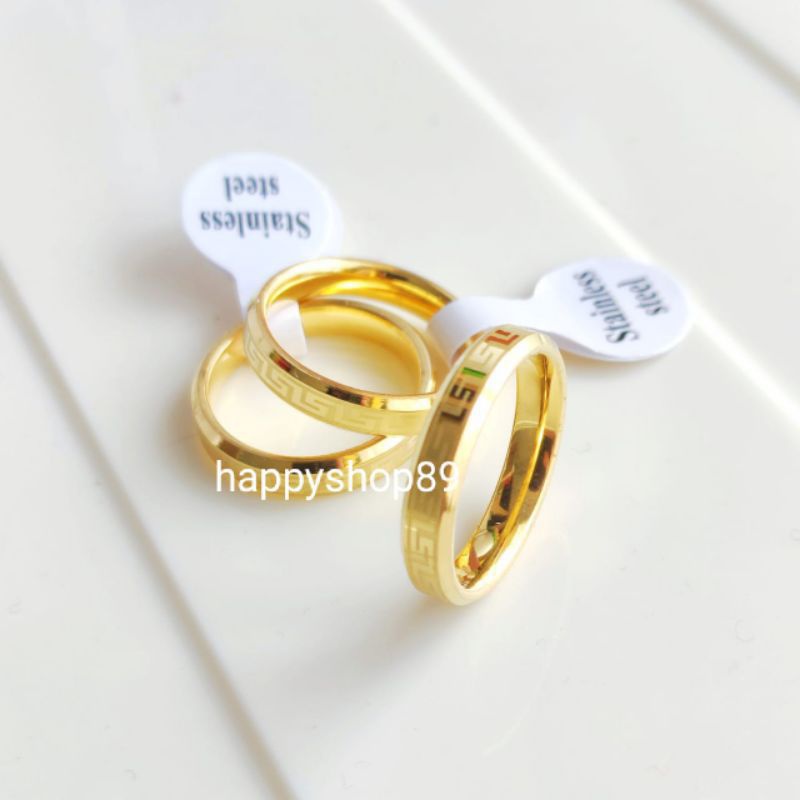 Cincin Titanium Emas Motif Titanium Pria dan Wanita