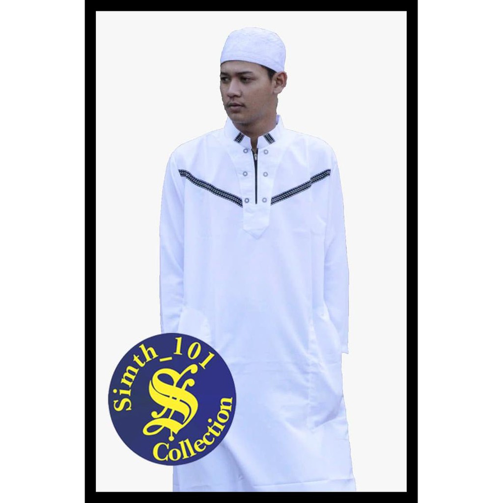 100% TERMURAH BAJU GAMIS PRIA ARAB / GAMIS ARAB / GAMIS PRIA DEWASA / BUSANA MUSLIM - PUTIH